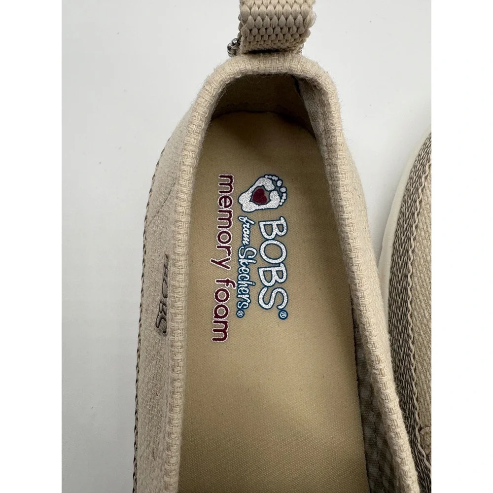 BOBS from Skechers Slip On Shoes Womens 7.5 Beige Excellent Memory Foam Flats
